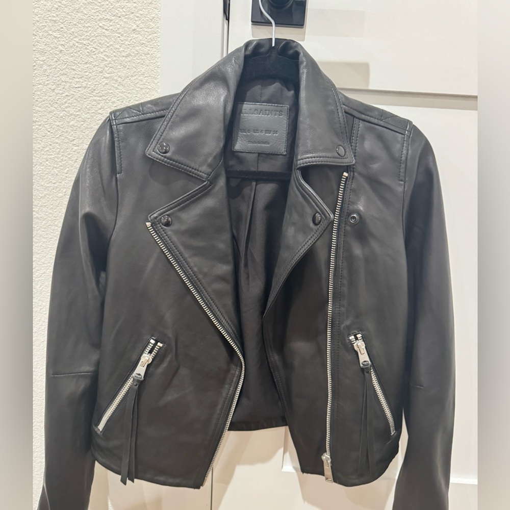 ALSAINTS Dalby Slim Fit Leather Biker Jacket never worn size 4